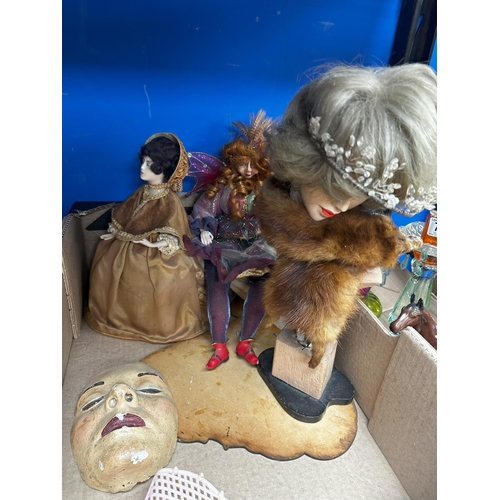 866 - Interesting Lot of Dolls, Art Deco Bust etc