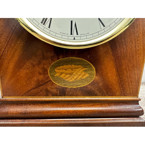 884 - A Very Good Quality Comitti of London 8 Day Mahogany Mantle Clock 15cm x 23cm