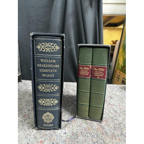 919 - Oxford William Shakespeare Complete Works & The Folio Society Bible in 2 Volumes