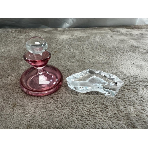 934 - Matt Jonasson Swedish Paperweight & another Glass Bottle