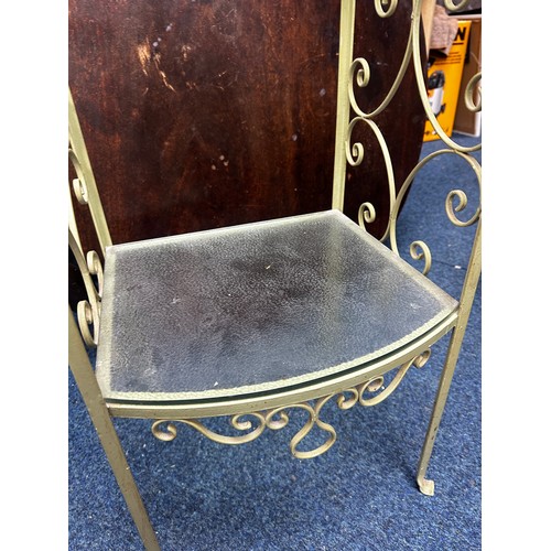 665 - Vintage Wrought Iron and Glass Side Table