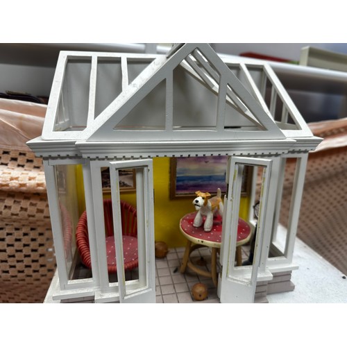 701 - A Collection of Dollhouses and Rooms including 2 Conservatories & all Accompanying Furniture (9 in t... 