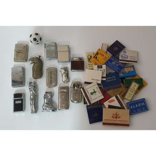 39 - Selection of lighters Including vintage, novelty & Matches etc