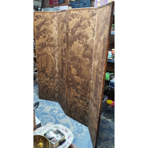 48 - Antique four panel folding room screen / divider