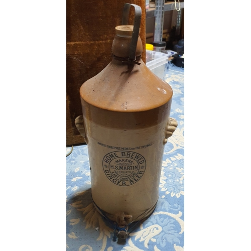 56 - Large & Tall Stoneware Ginger Beer vessel with tap - H.S Martin - East Grinstead