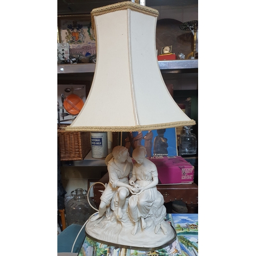 57 - A lovely vintage large lamp featuring Paul & Virginia