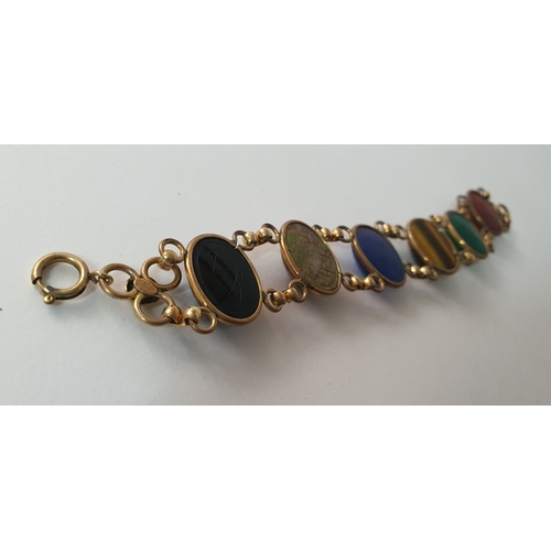 65 - Vintage scarab 12k gold filled gemstone bracelet