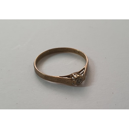 67 - 9ct gold ring with small diamond