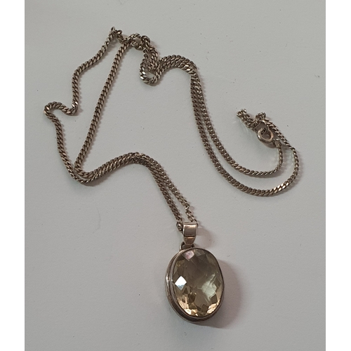 69 - Vintage 925 Silver Rock pendant on chain