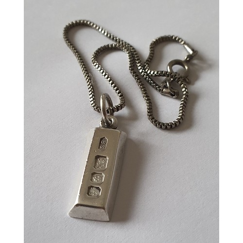 71 - Vintage silver ingot pendant on chain