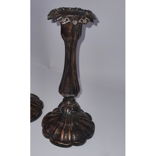 155 - Pain of old antique candlesticks - Heavy - marked D S