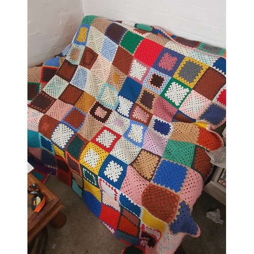 165 - A very large granny square knitted patchwork blanket