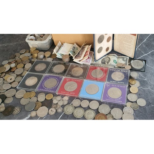 161 - Collection of old coins etc - World and British including some silver, BankNotes, Peace Dollar, 1900... 