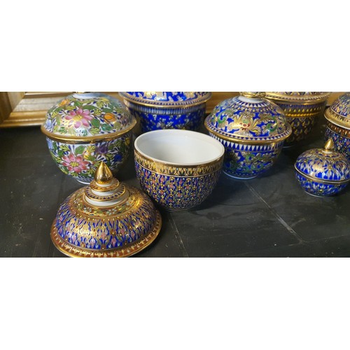 88 - Selection of Thai handpainted Benjaron Pots