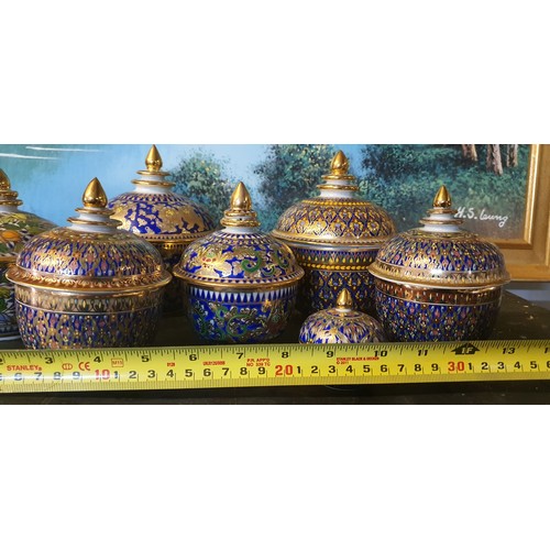 88 - Selection of Thai handpainted Benjaron Pots