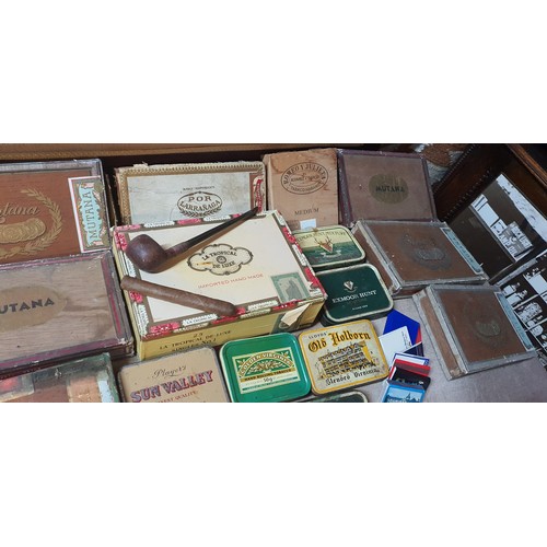 121 - Selection of Tobacco boxes / tins and smoking related items etc.