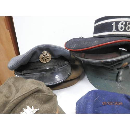 969 - Collection of Second World War Visor Caps and Head Dress to include Intelligence Corp Visor Cap, Weh... 