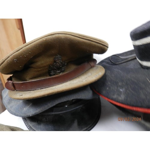 969 - Collection of Second World War Visor Caps and Head Dress to include Intelligence Corp Visor Cap, Weh... 