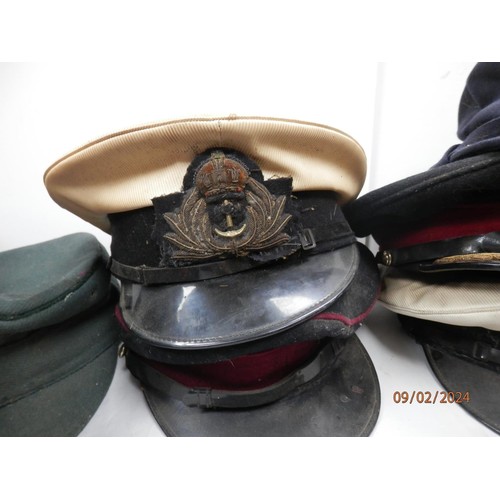 969 - Collection of Second World War Visor Caps and Head Dress to include Intelligence Corp Visor Cap, Weh... 