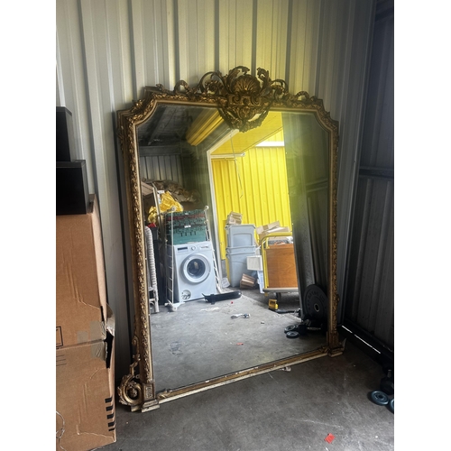 10A - Large Antique Ornate Giltwood Mirror 203cm Tall 150cm Wide