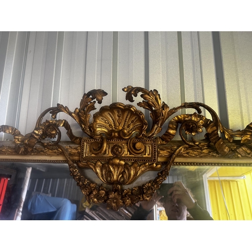 10A - Large Antique Ornate Giltwood Mirror 203cm Tall 150cm Wide