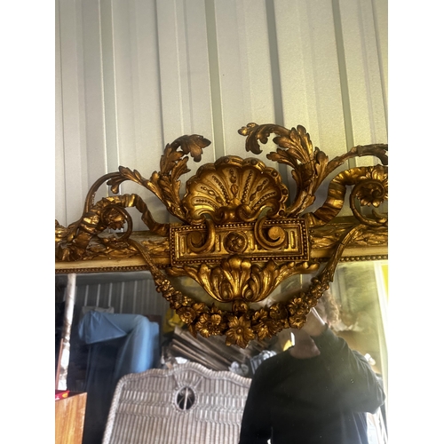 10A - Large Antique Ornate Giltwood Mirror 203cm Tall 150cm Wide