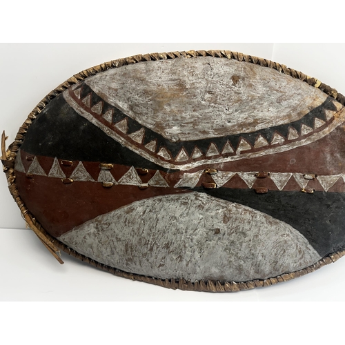 197 - Leather Kenyan Masai Tribe Shield 85cm x 50cm