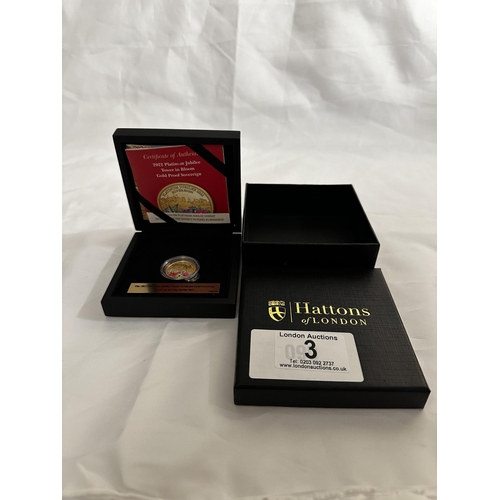 3 - 2022 Platinum Jubilee Tower in Bloom Gold Proof Sovereign