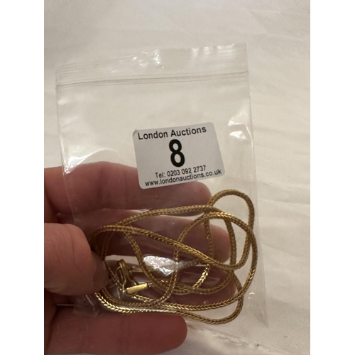 8 - Yellow Gold Chain (36g) Tests between 18/22ct Gold