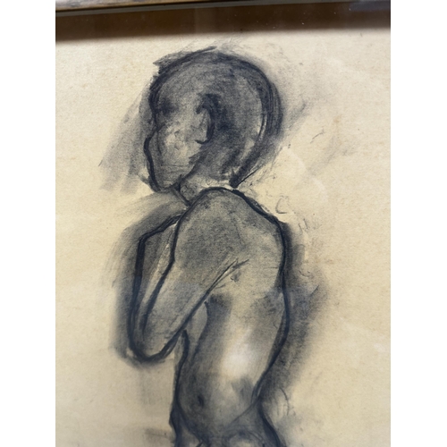 500 - Framed Charcoal Study of a Nude Man 47cm x 72cm