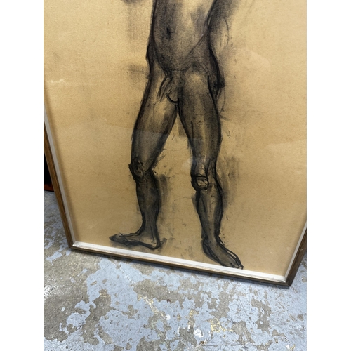 500 - Framed Charcoal Study of a Nude Man 47cm x 72cm