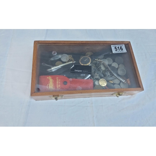 516 - Case of Interesting Items incl. Coins, Knives, Watch etc