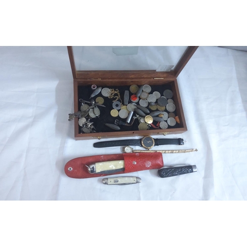 516 - Case of Interesting Items incl. Coins, Knives, Watch etc