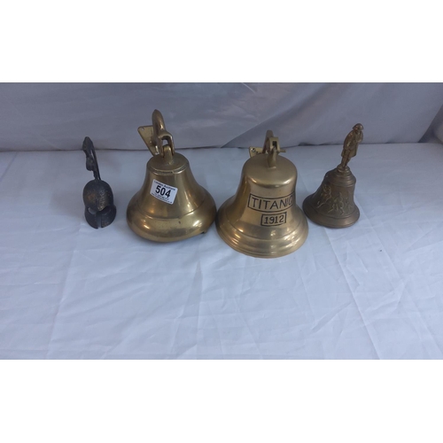 504 - Group of Various Brass Bells