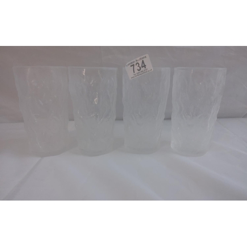 734 - Set of Four Vintage Glacier Style Glasses