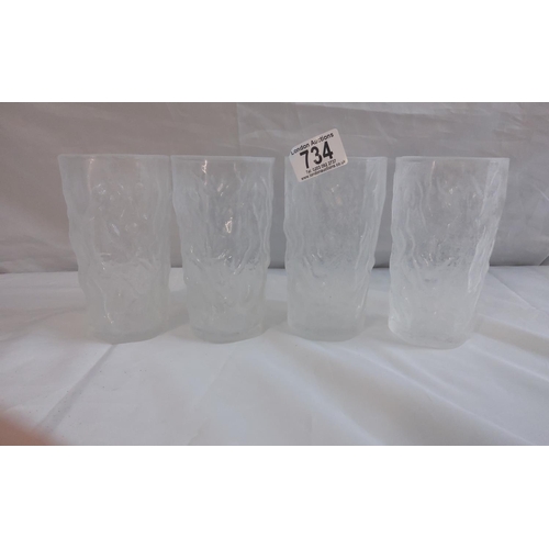 734 - Set of Four Vintage Glacier Style Glasses