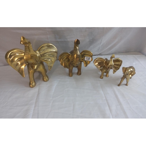 738 - Vintage Brass Elephants