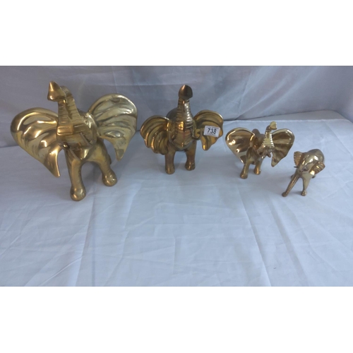 738 - Vintage Brass Elephants