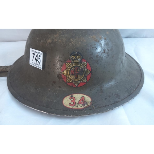 745 - Rare WW2 British NFS National Fire Service Helmet