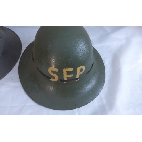 751 - British Mkii Brodie Helmet, plus two Street Fire Party Helmets