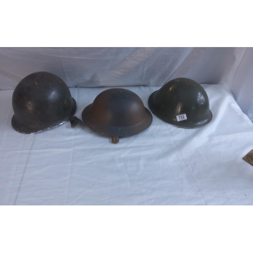 752 - Second World War Mkiii Helmet, M1 Helmet and another Second World War Helmet