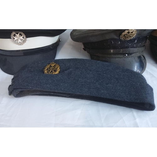 757 - Collection of Various Military Hats & Berets to include Wermacht Visor Cap, RAF Visor Cap, Royal Nav... 