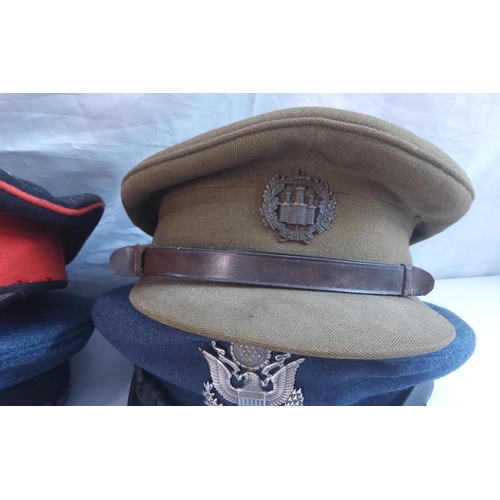 757 - Collection of Various Military Hats & Berets to include Wermacht Visor Cap, RAF Visor Cap, Royal Nav... 