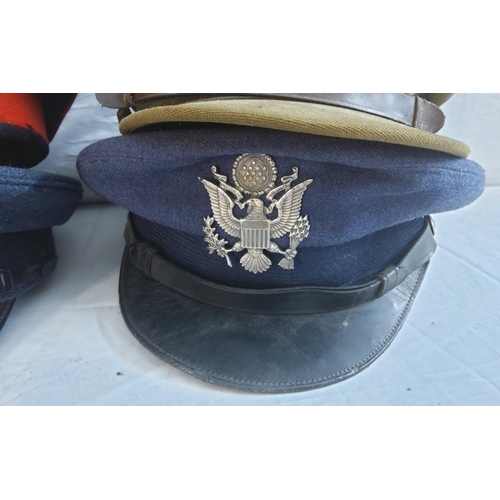 757 - Collection of Various Military Hats & Berets to include Wermacht Visor Cap, RAF Visor Cap, Royal Nav... 