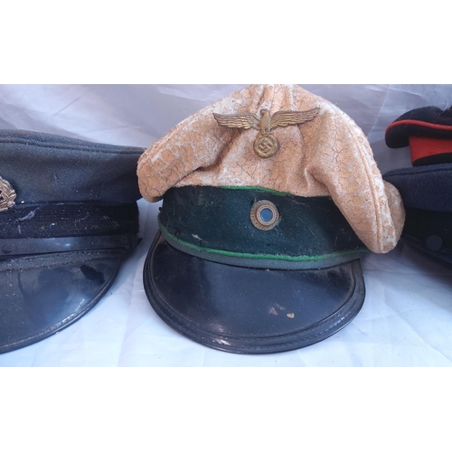 757 - Collection of Various Military Hats & Berets to include Wermacht Visor Cap, RAF Visor Cap, Royal Nav... 