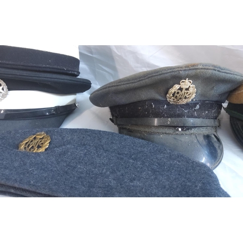 757 - Collection of Various Military Hats & Berets to include Wermacht Visor Cap, RAF Visor Cap, Royal Nav... 