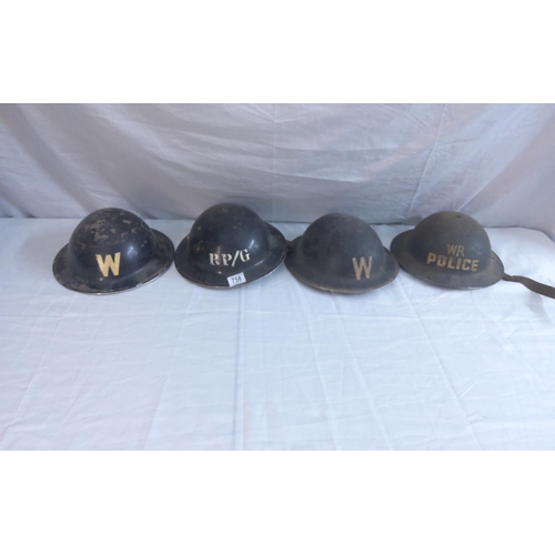 758 - Civil Defence Helmets incl. 2 Air Raid Warden General Service Helmets, Police Reserve Helmet, Civil ... 