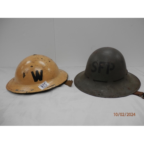 975 - Civil Defence WW2 Air Raid Warden Helmet (White Junior Supervisor) and a Supplementary Fire Party He... 