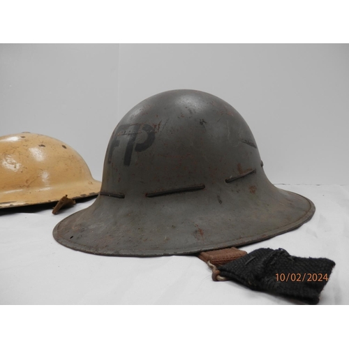 975 - Civil Defence WW2 Air Raid Warden Helmet (White Junior Supervisor) and a Supplementary Fire Party He... 