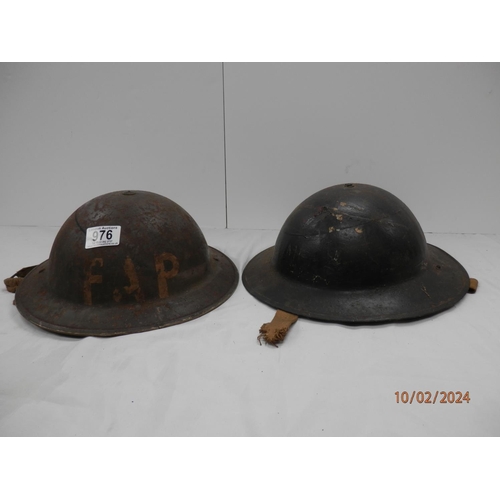 976 - Two Civil Defence WW2 First Aid Party Helmets